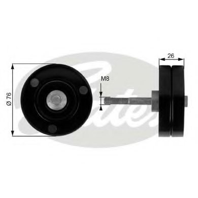 GATES T36184 Deflection/Guide Pulley, v-ribbed belt